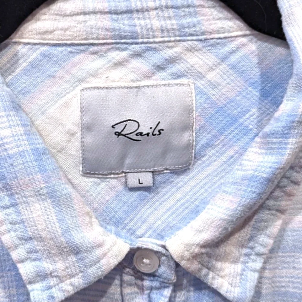 Rails Charli Gauzy Linen Blend Button up Shirt in Corsica Plaid (L) - Picture 4 of 6